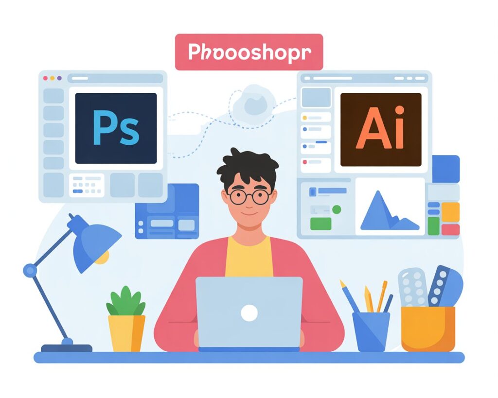 Jeune comparant différentes formations numériques